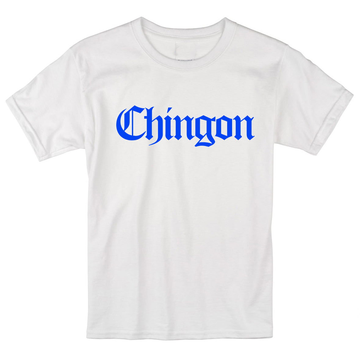 Chingon "Royal Blue Logo" White Tee.